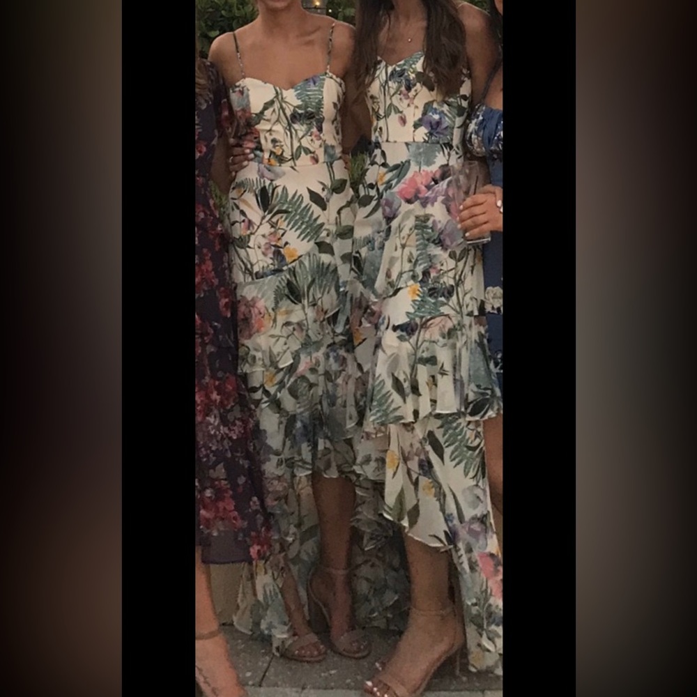Parker Black Floral dress with removable overlay